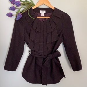 Loft Purple Wool Blend Coat with Waist Tie